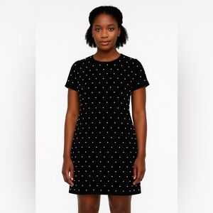 City Triangles Black Mini Dress with White pearl Accents. New